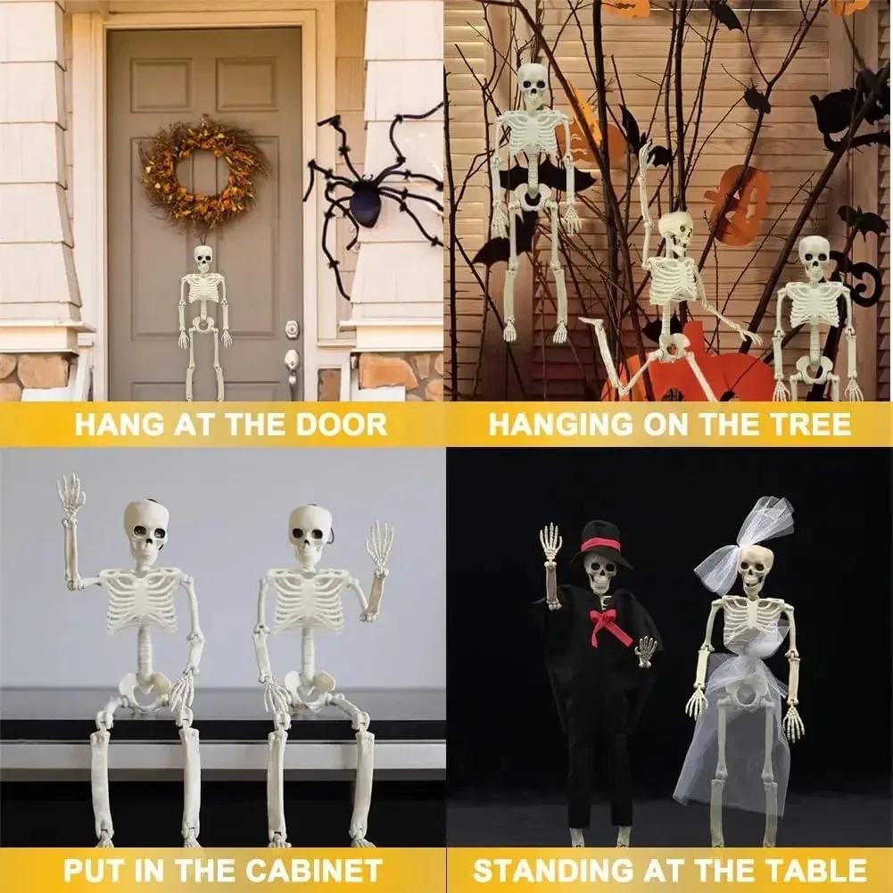 40CM Halloween Posable Skeleton Decoration Human Bones with Movable Joints for Haunted House Party Outdoor Yard Props