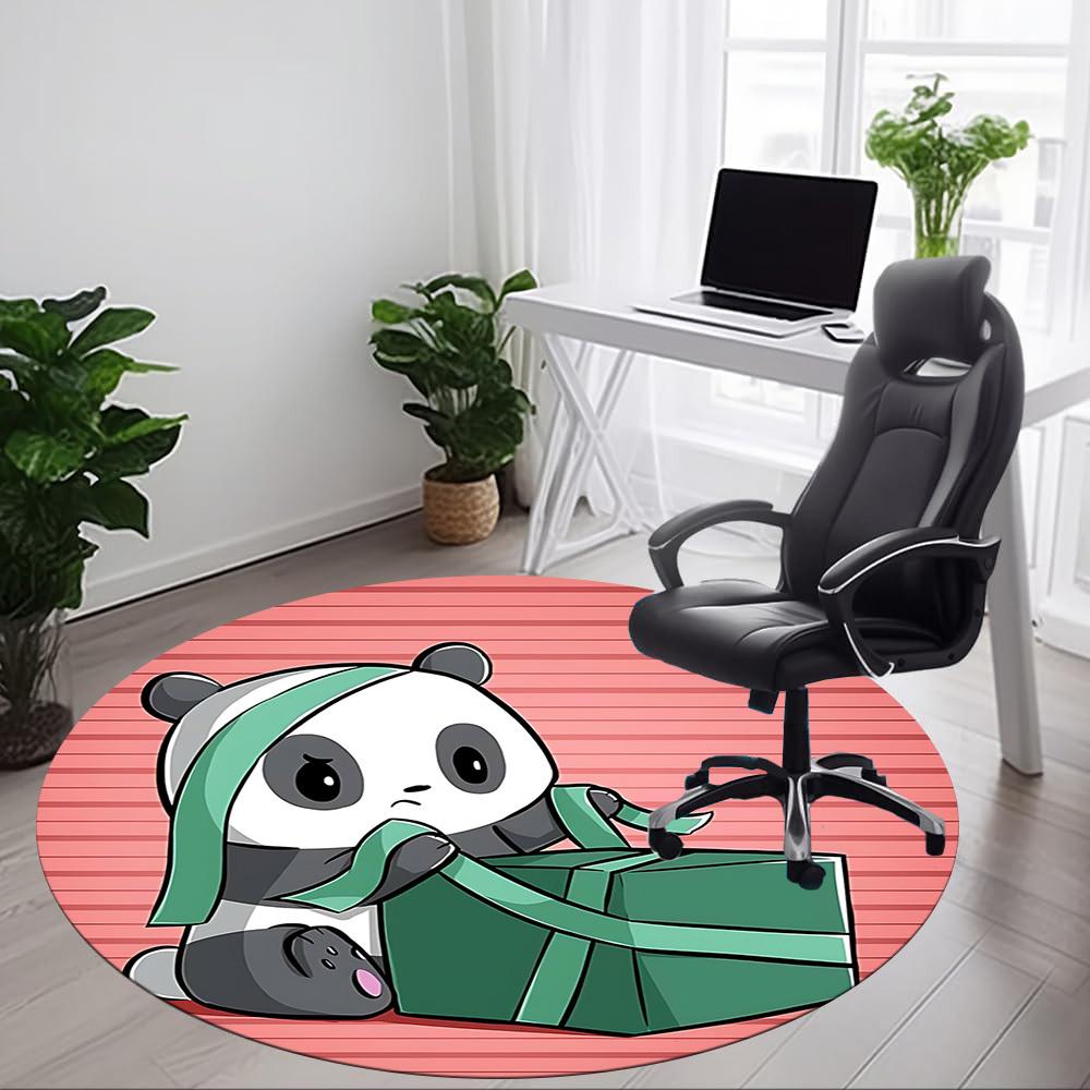 1pc Panda Package Office Round Area Rug, Indoor Mat Suitable For Office, Under Office Chairs Bedroom Living Room Home Decor, Room Deco