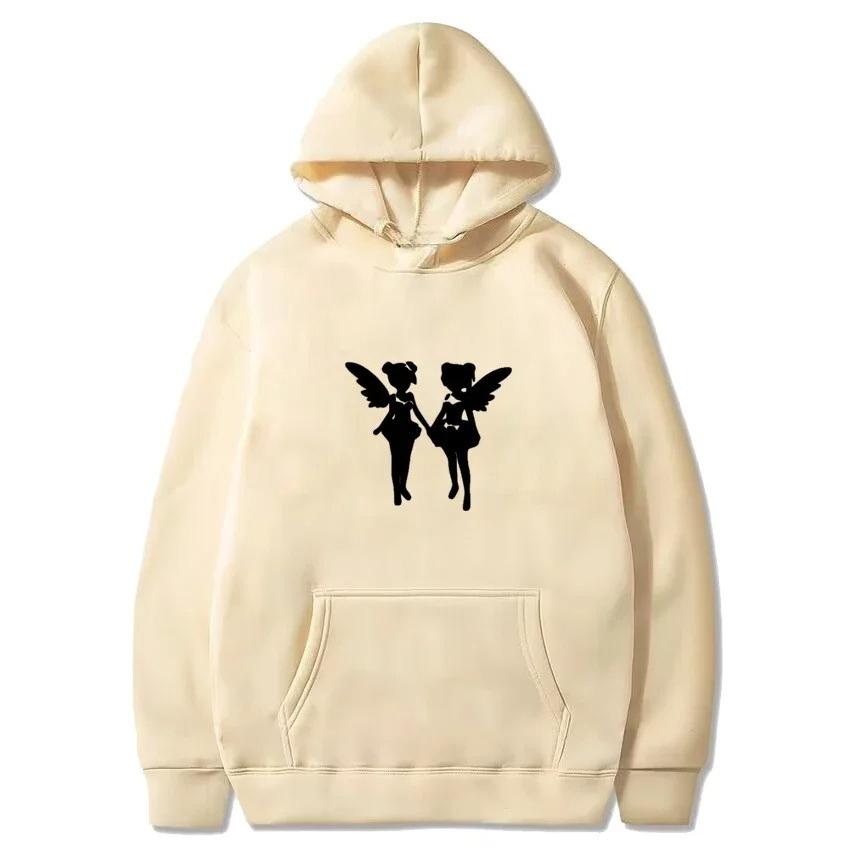 Silhouette of A Girl with Wings Printed Sweatshirt Hip Hop Pullovers Women Autumn Winter Vintage Fleece Long Sleeve Hoodies
