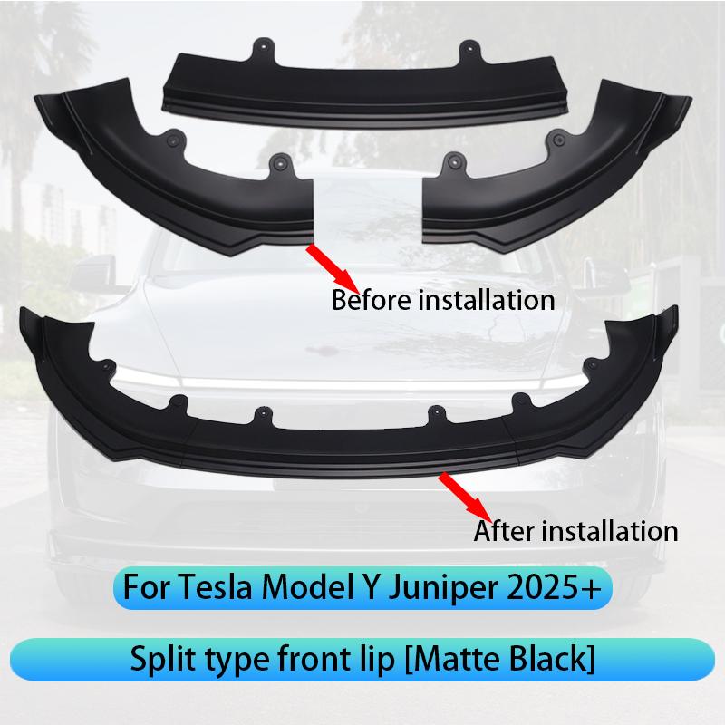 Front Bumper Front Lip Front Shovel Kit For Tesla New Model Y Juniper 2025+ Body Spoiler Splitter Segmented Front Bumper Kit