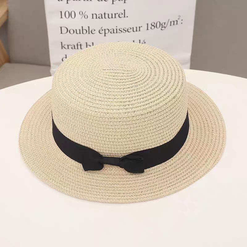 Straw hat women's summer retro temperament top hat seaside play beach sun hat straw woven sun hat