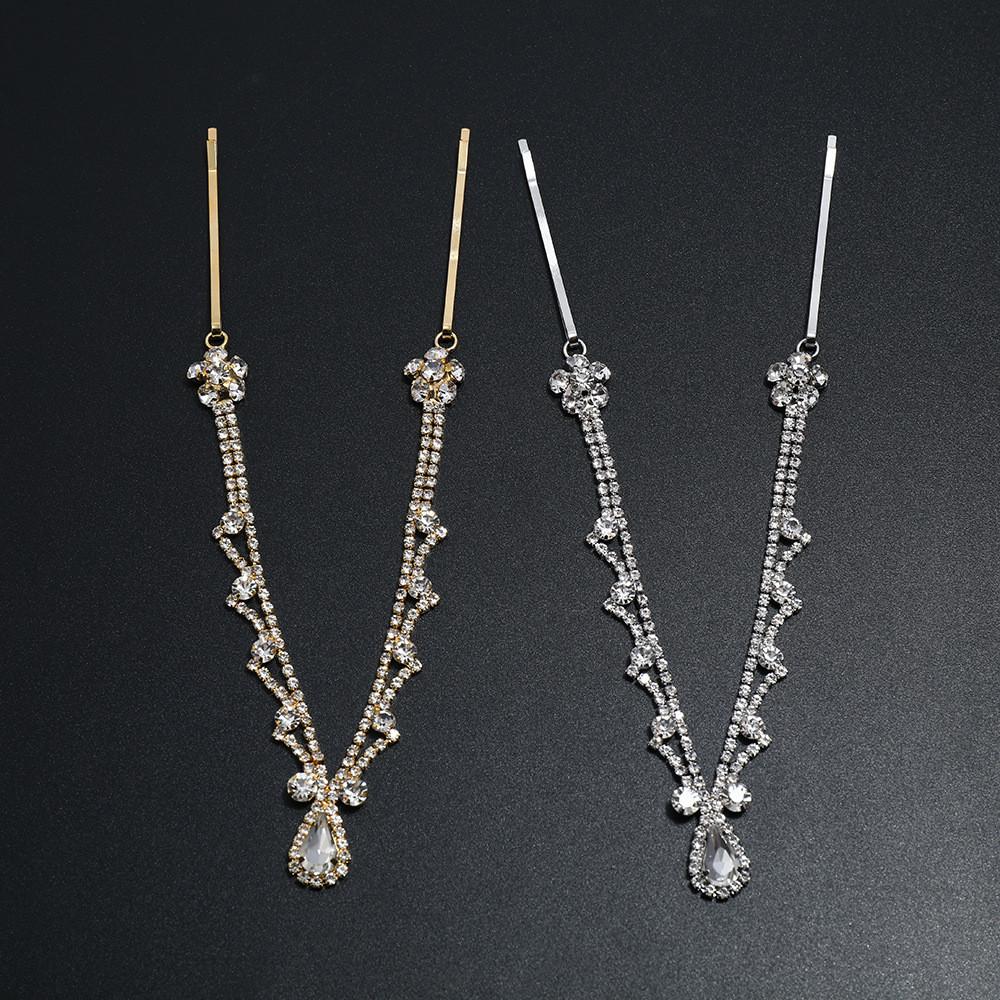 Elegant Water Drop Simulation Crystal Headwear With Geometric Design Wedding For