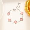 Lucky Titanium Fourleaf Clover Steel Bracelet Korean Style 18k Rose Gold Nonfading Jewelry