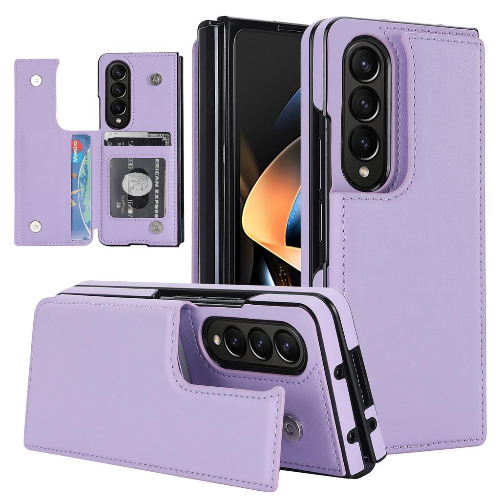 Applicable To The New Samsung Fold4 Mobile Phone Case Fold5 Double Buckle Card Mobile Phone Leather Case Fold3 Folding Protective Case
