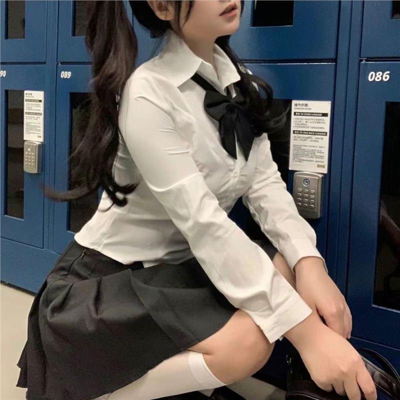 

Комплект JK Униформа Приталенный Топ с Длинным Рукавом и Плиссированная Юбка - Женский Стиль Академии Горячих Девушек, Двойка. M