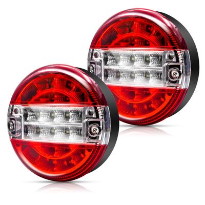 LED Truck Tail Light, 24V Round Tail Lamp Signal Light Brake Light Red & White