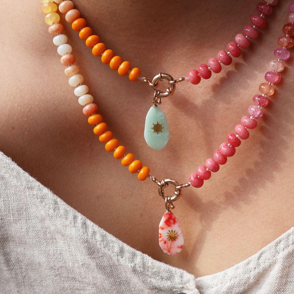 Bohemia Floral Chain Choker Colorful Beads Pendant Necklace Trendy Flower Necklace  Sea Beach