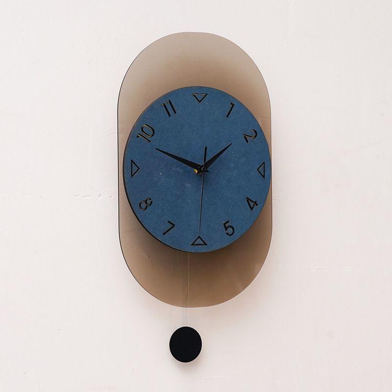 

Modern Wall Clock Pendulum Wall Watch Nordic Interior Luxury Aesthetic Clocks Minimalist Elegant Silent Living Room Watches синій