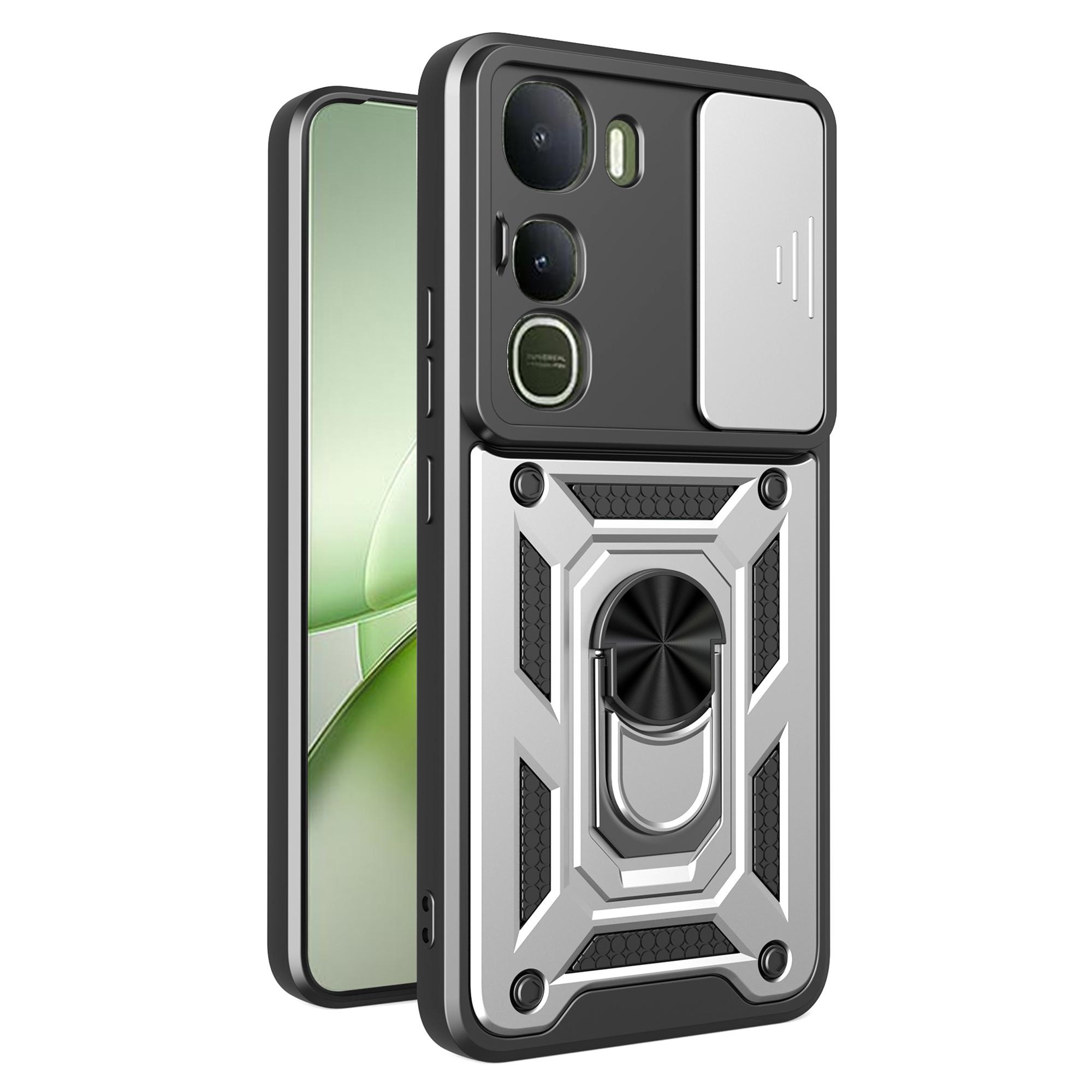 

For vivo Y400 5G Case with Slide Camera Lid PC + TPU Kickstand Phone Cover