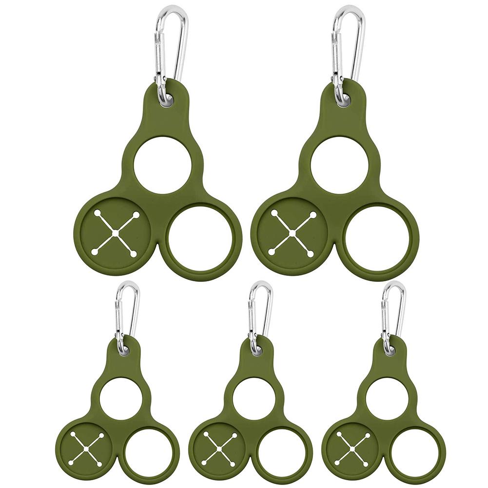 

3 шт. Силиконовая пряжка для бутылки с водой, держатель для бутылки с водой, 3 отверстия, подвесная пряжка для бутылки с водой, портативный держатель для контейнера для напитков 1PC зелёный