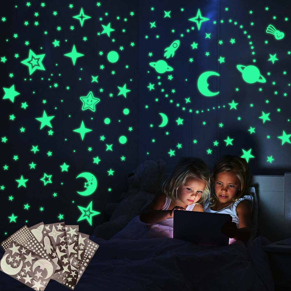 Bedroom Ceilling Home Decor Glow In Dark Moon Universe 3D Luminous Fluorescent Bubble Sticker Stars Dots Kid Room Wall Art Decor