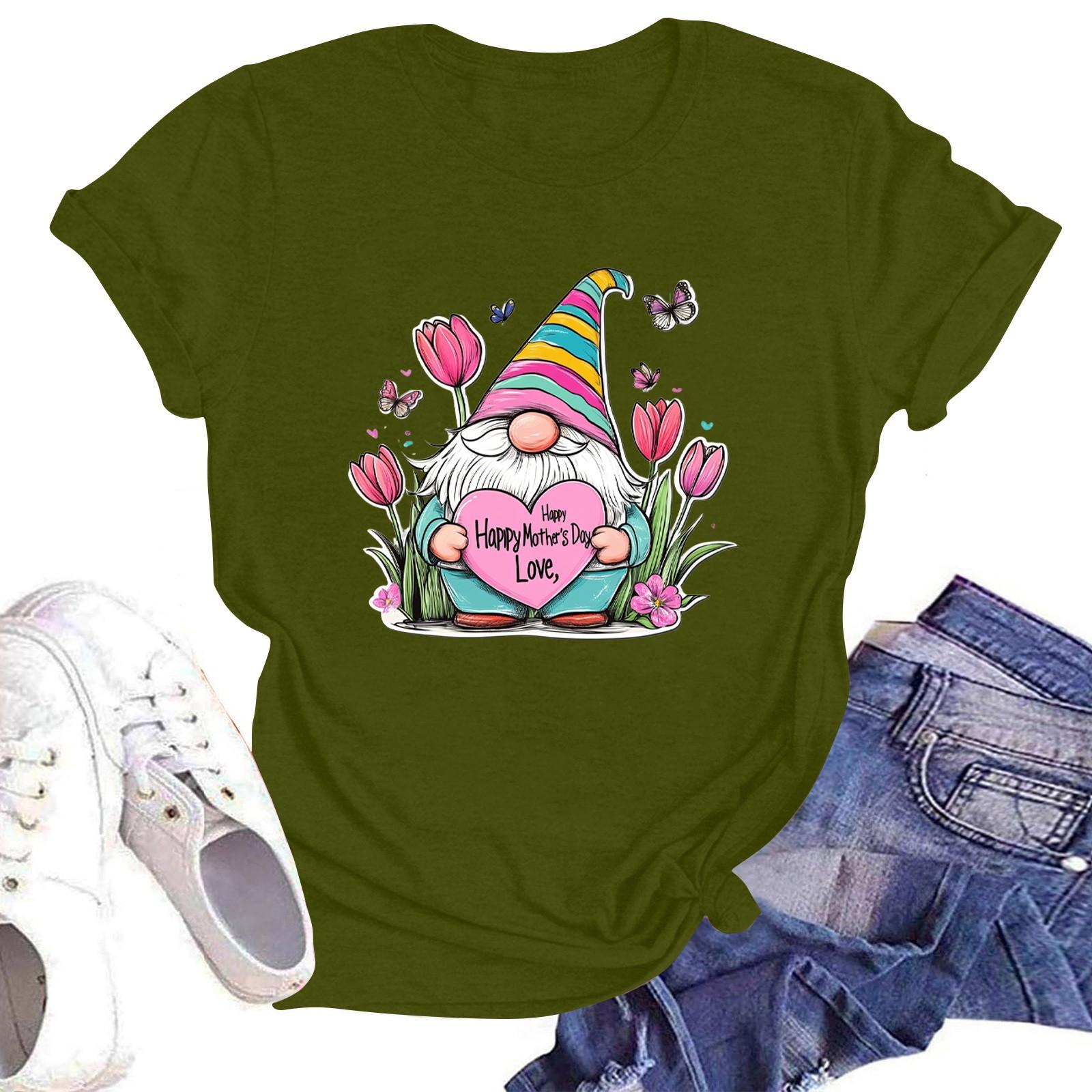 

Женская повседневная футболка с круглым вырезом и короткими рукавами с принтом L армия зеленый