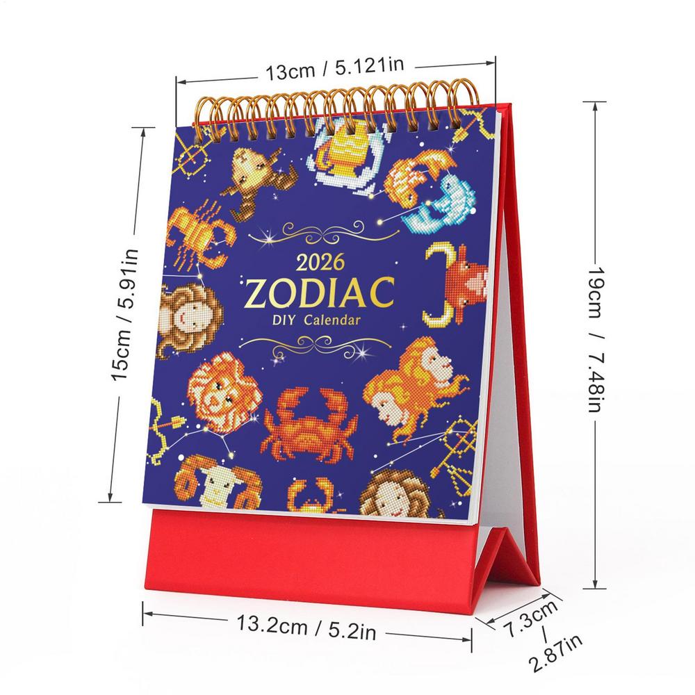 

2026 Gem Art Calendar DIY Diamonds Painting Art Kit 2026 January To December 12 Monthly Desk Calendar Ornaments For Planning 13x19CM