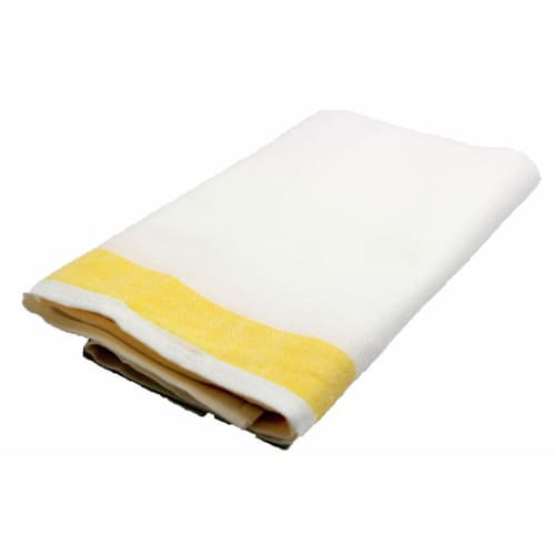 Made in Japan, Linen Blend Glass Towels, 50% Cotton, 50% Linen, 40x70cm, Professional/Commercial Use [10-Count] (Yellow Border)