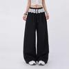 Lace Splicing Jazz Dancing Fart Curtain Pants Niche Loose and Thin Black Sports Casual Wide-leg Pants Black Wide-leg Pants