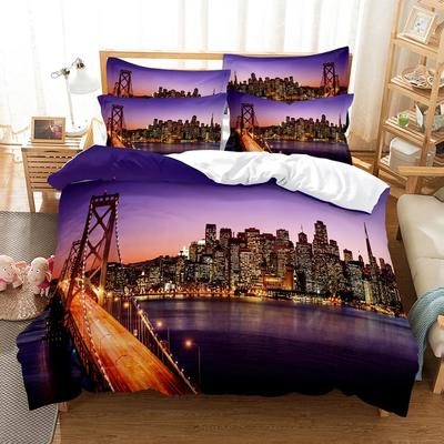 New York Duvet Cover NYC Bedding Set Printed Duvet Cover Comfortable Breathable Luxury Cotton Quilt Pillowcase Single KingQueen