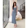 2026 Spring/Summer French Silhouette Spaghetti Strap Slimming Waist-Cinched Long Dress for Women