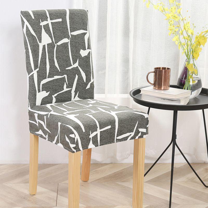 

Soft Stretch Dining Chair Covers With Geometric Pattern For Home Decor DarkGray