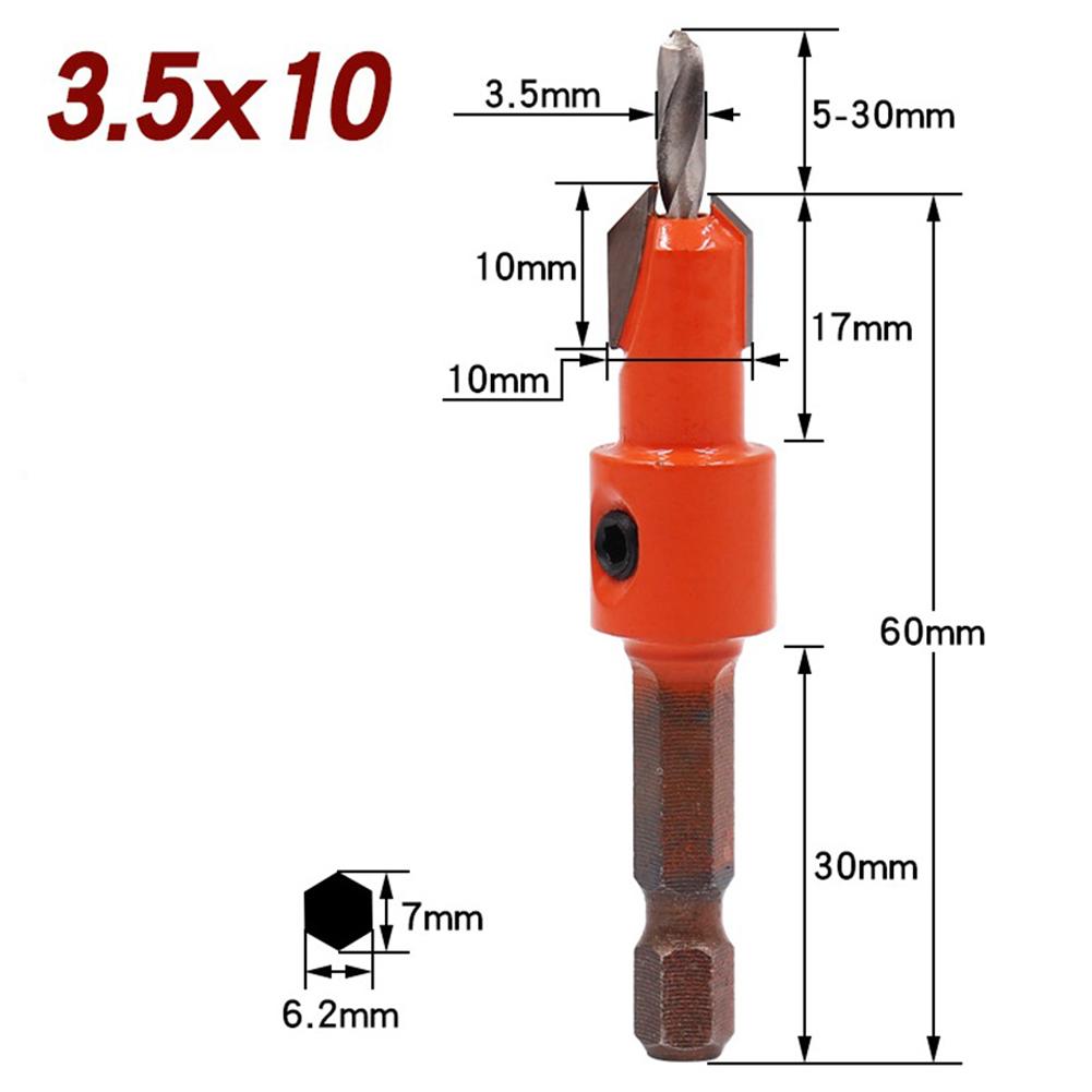 8 Sizes Countersink Drill Bit Set Carpentry Tools Countersunk Counter Sink Bit For Woodworking Hex Shank Wood Counterbore Drill