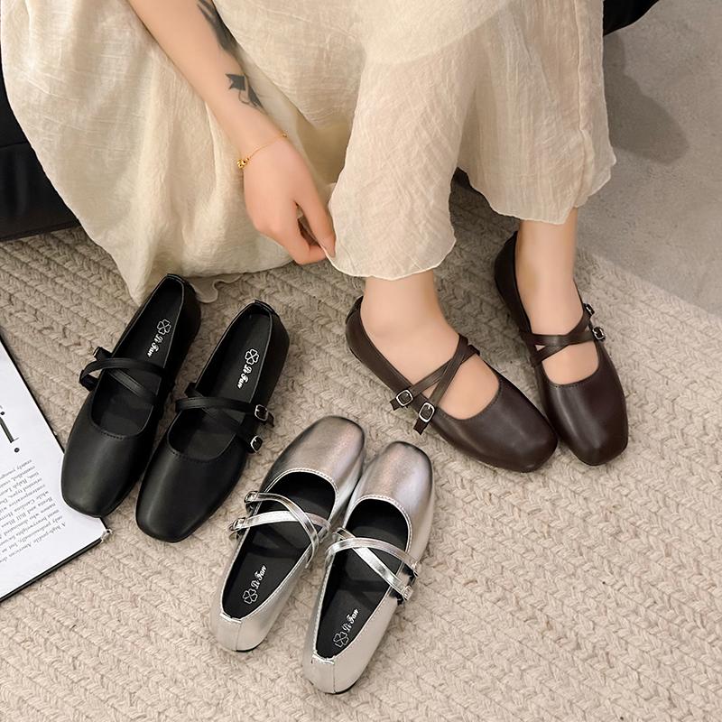 New Square Toe Comfortable Casual and Versatile Spring and Summer Flat Shoes Elegant and Fashionable Retro Women's Shoes