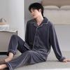 Pajamas Men'S Winter Coral Fleece Thickened Fleece Autumn And Winter Island Fleece Large Size Spring And Autumn Thin Fleece Homewear Set