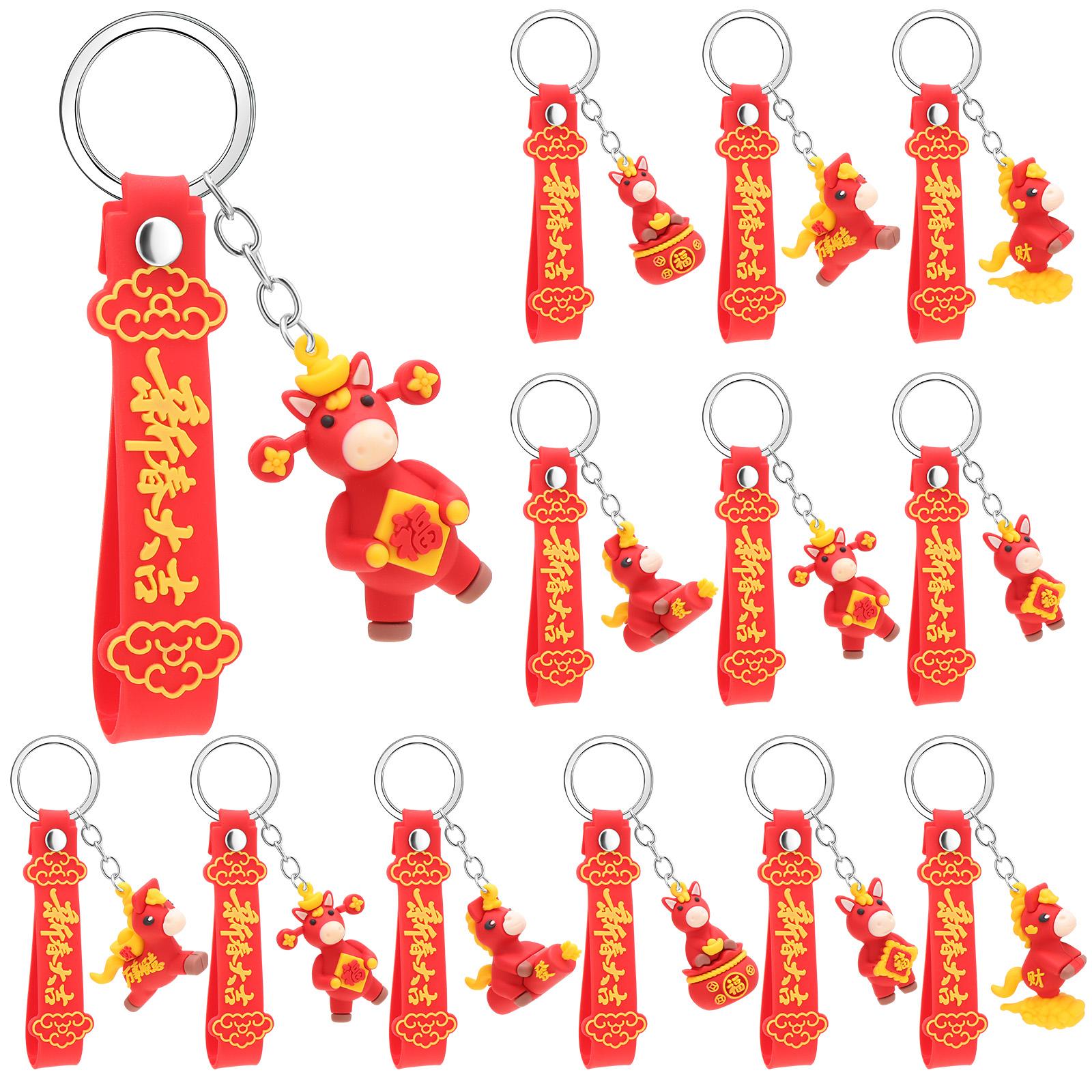 

12 Pcs Horse Year Keychain Bulk Chinese New Year Horse Keychains Chinese Zodiac Hor-Se Keychain Years Of The Hor-Se Feng Shui Ha 1