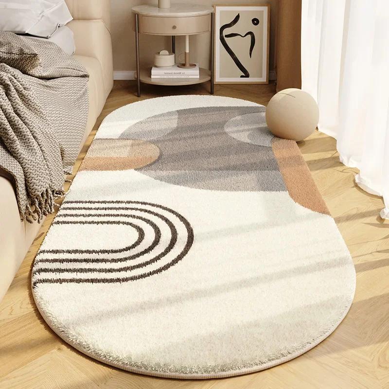 

Simple Cream Style Cashmere-Imitation Carpet Bedroom Bedside Mat Living Room Sofa Coffee Table Blanket Cute Dirt Resistant Pad 40*120cm