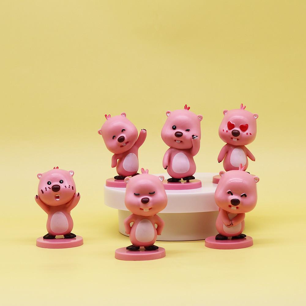Cute Pink Beaver Figure 2nd Generation Blind Box Pvc Toy Car Desk Decor Gift For Girls