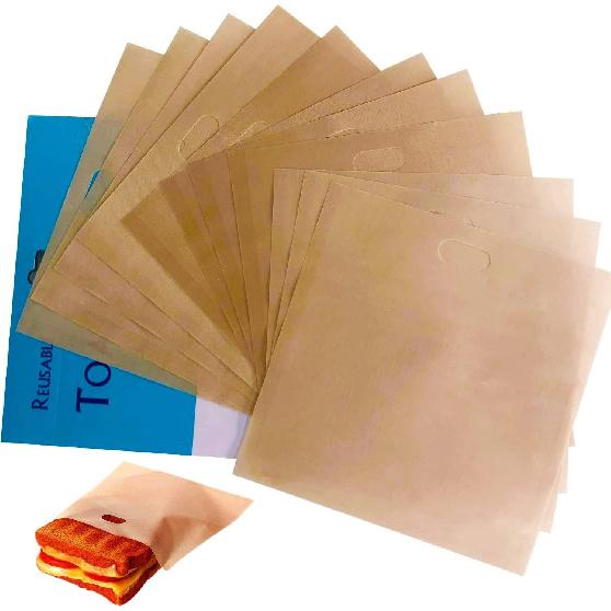 12 Pack Reble Toaster Bags Non-Stick, Washable Toasted Sandwich Toastie Bags Toaster Microwave Grill, Great for Toast Sandwich Panini Snacks