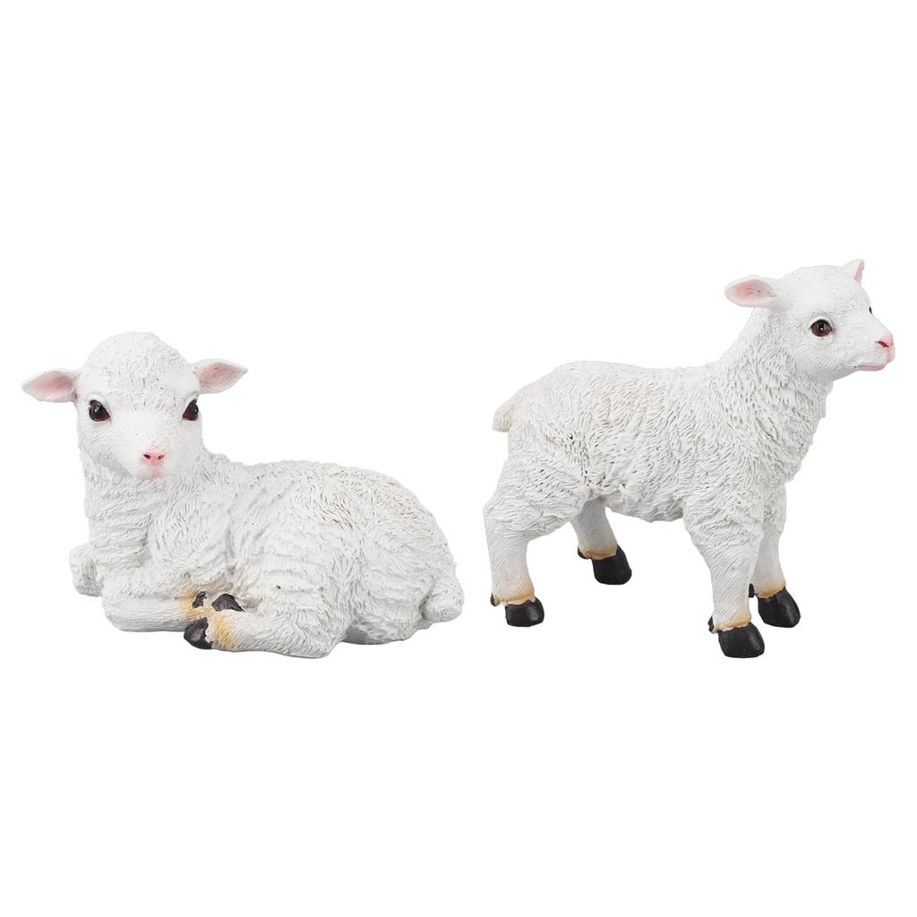 Lammfigur Schafstatue Handgefertigt Lebensechte Lammform Figur Harz Gartenskulptur für Innen- und Außendekoration Lammstatue