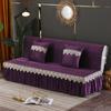 Husă canapea extensibilă mare, fără cotieră, cu fustă pentru sufragerie, dantelă de lux, catifea, pluș groasă, 2 huse pentru canapea futon cu 3 locuri