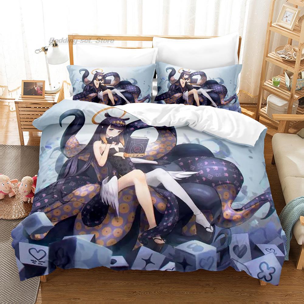 Ninomae Ina'nis-inART Bedding Set Single Twin Full Queen King Size Bed Set Aldult Kid Bedroom Duvetcover Sets 3D Print Anime