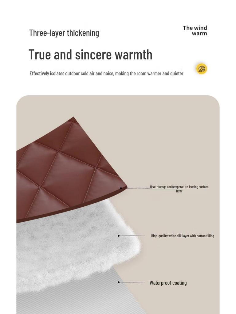 Förtjockad Vinter Bomulls Dörrgardin: Isolerad, Vindtät, Ljudisolerad, Självhäftande Luftkonditioneringspartition