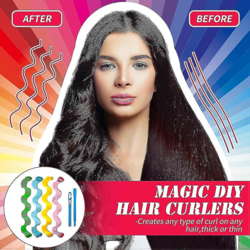 28 Pcs Hair Curlers Spiral Curls No Heat Wave With 2 Pcs Styling Hooks