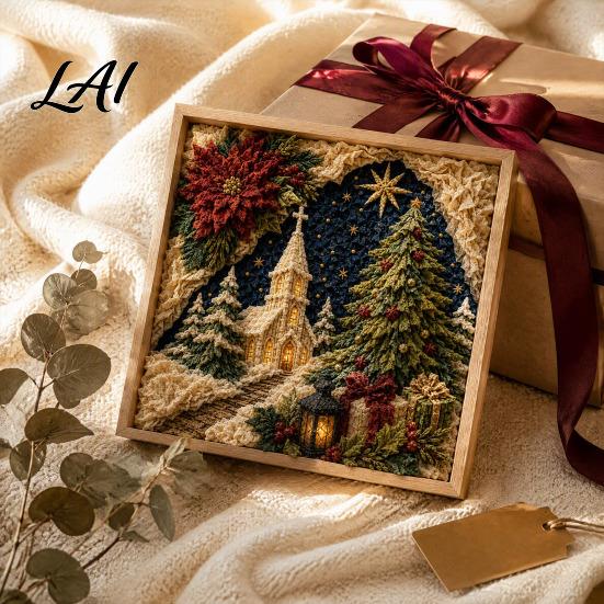Christian Home Decor Projects 3D Fabric Poke Art Kit for Adults Faith Inspired Holiday Craft Kit DIY Christmas Wall Handmade Religious Gift Layered