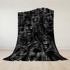 Line Art Faces Flannel Blanket Warm Soft Halloween Christmas Couch Warm Cozy Decorative Decor Gift for All Season