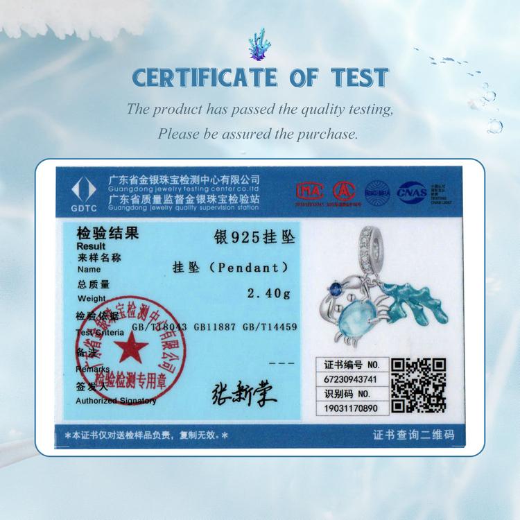 WOSTU Brelocuri din argint 925 scoici de mare margele submarine Pendan crab și alge marine se potrivesc brățară originală bijuterii DIY