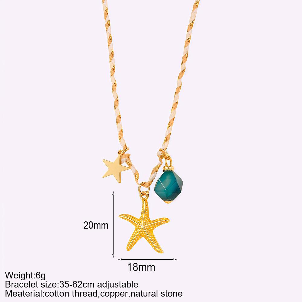 Collana Pesce Stile Boho Y2K per Donna Set da 3 Pezzi Carino Choker Stella Cuore Collari in Pietra Naturale Gioielli Estivi Trendy da Donna a Catena Lunga