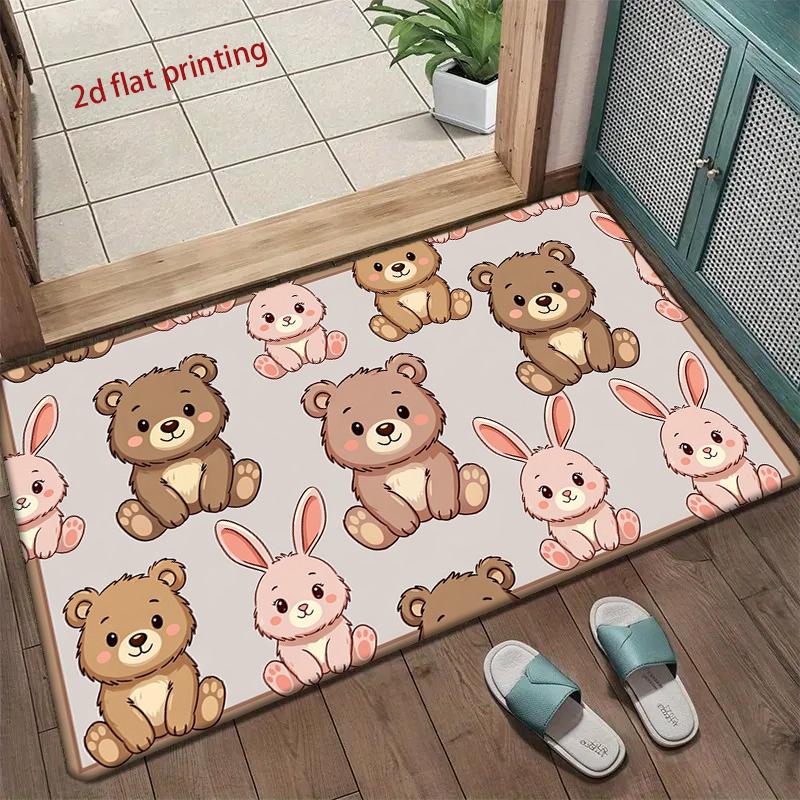 Cute Bear & Bunny Pattern Living Room Decoration Home Sofa Non-Slip Carpet Study Bedroom Tatami Children'S Soft Floor Mat