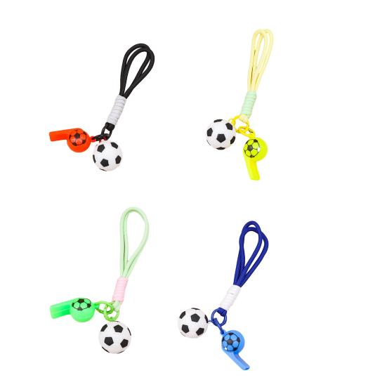 Football Keychain with Whistle Car Key Ring with Braided Strap Football Backpack Purse