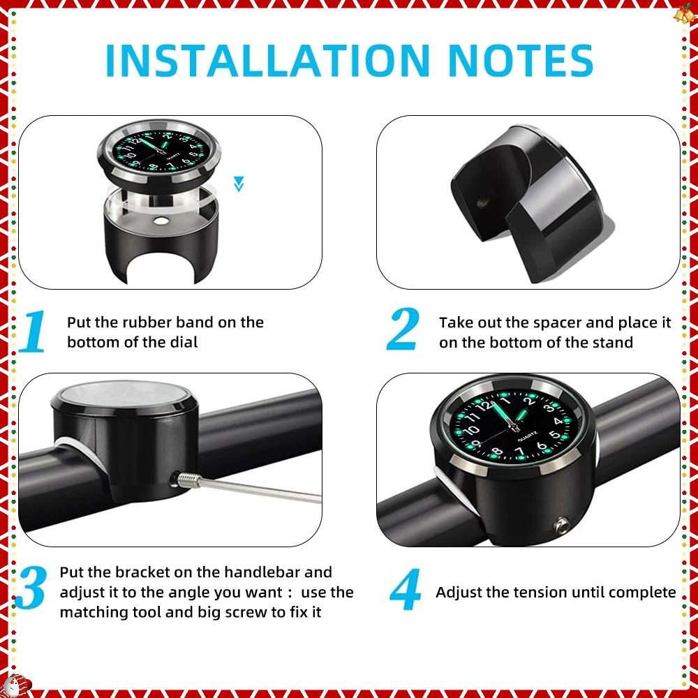 Orologio da moto da 7/8" cromato impermeabile con supporto per manubrio della bici, orologio al quarzo, orologio luminoso in alluminio, accessori per moto universali