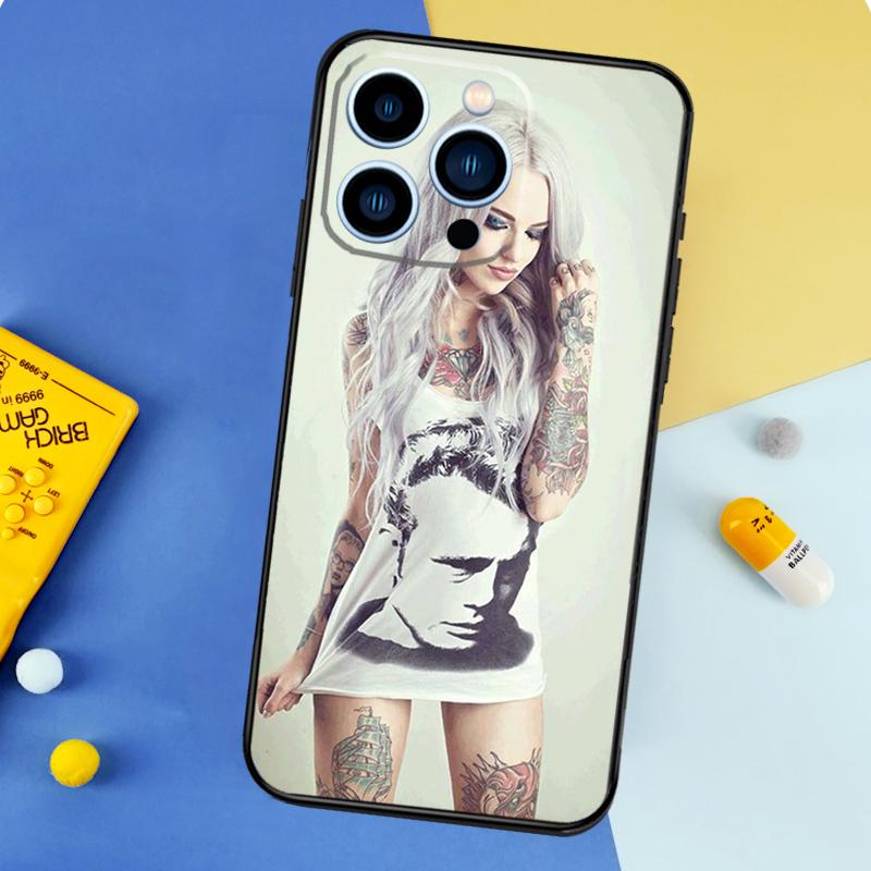 Sexy Tattoo Girl Phone Case For iPhone 16 15 13 12 11 14 17 Pro Max 13 mini 16 Plus 16e 17 Air Bumper Cover