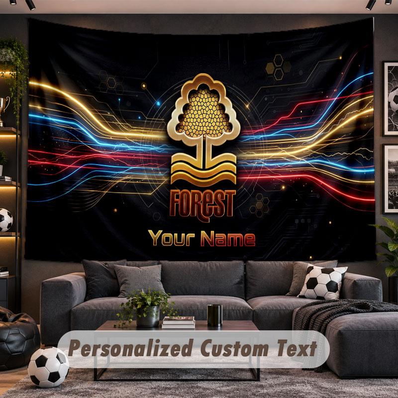 Wall Hanging Tapestry Custom NameNottingham Forest Pattern Personalized Printed Fabric Wall Decor