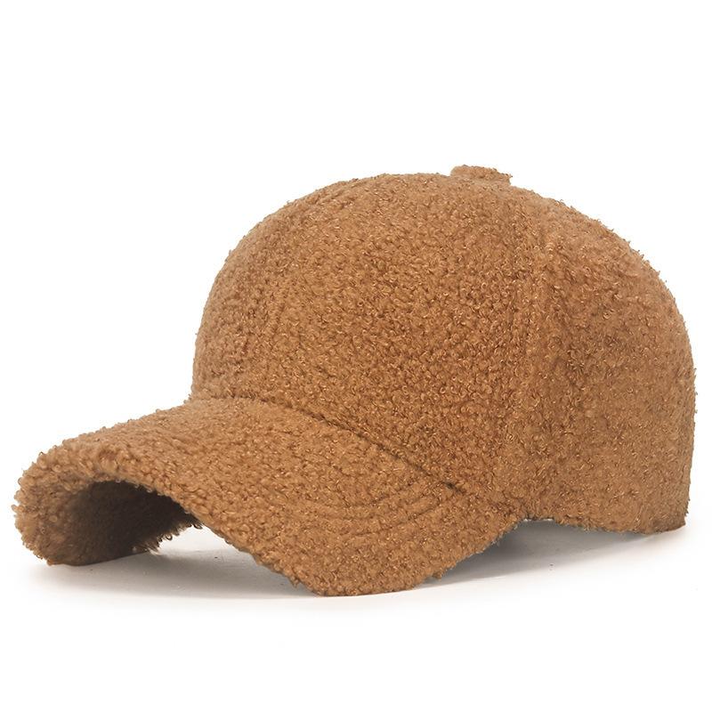 Winter Lammwolle Unifarben Schlichte Baseballkappe - Warmes Teddyfleece, schmeichelt dem Gesicht, strukturierte Krone