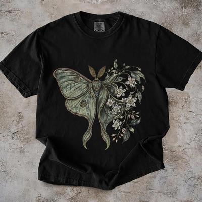 Vintage Luna Moth Shirt, Botanical Floral Insect Tee, Nature Lover Shirt, Cottagecore T-shirt