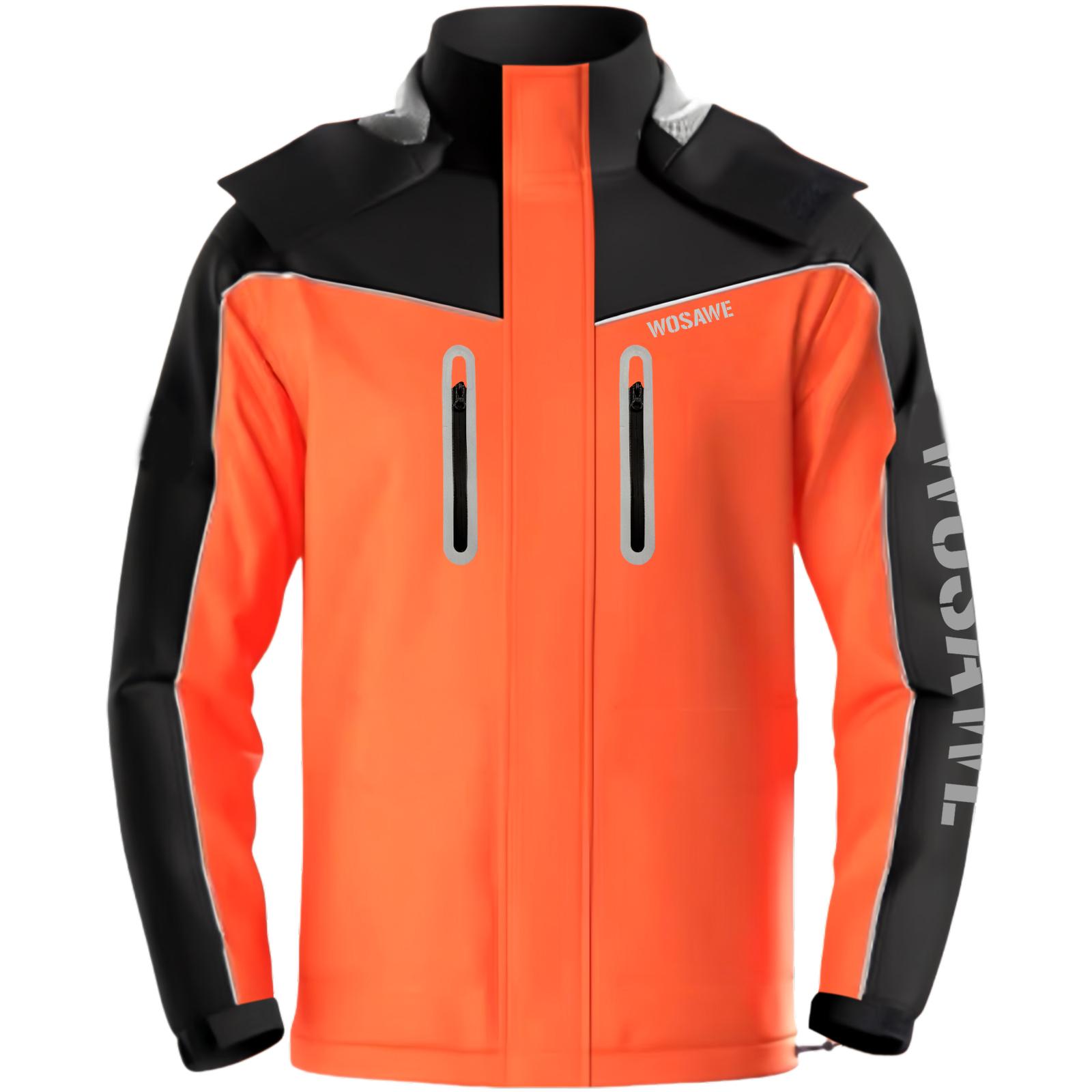 

WOSAWE Men Women Outdoor Sports Motocross Riding Multi-Zipper Pocket Jacket Top Motorcycle Raincoat 3XL помаранчевий