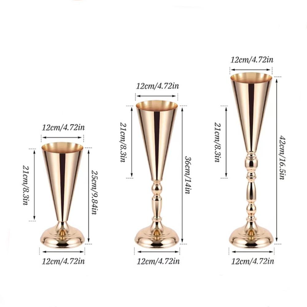 European Style Wedding Flower Vases Golden Silver Candle Holder Metal Vases  Hotel Banquet