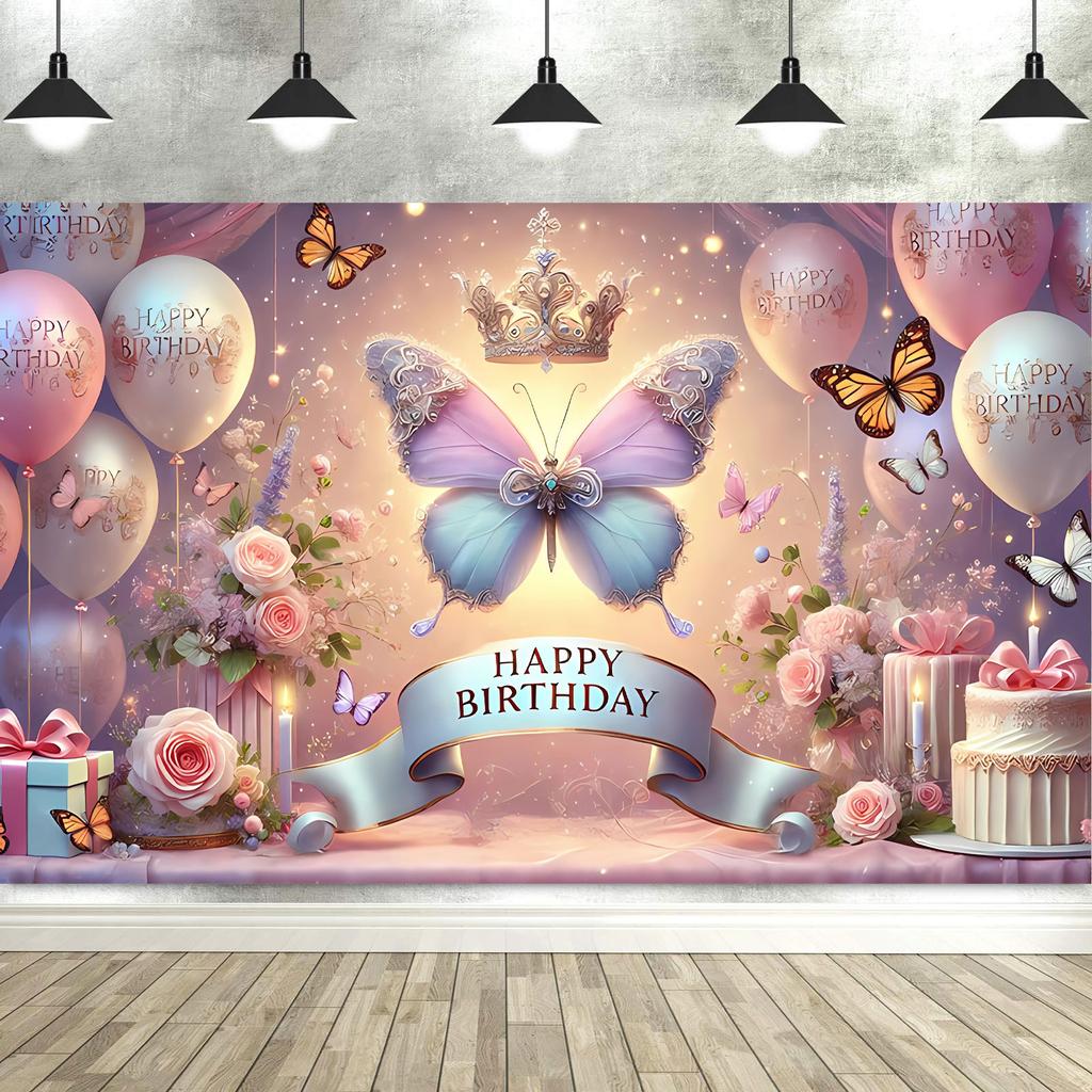 Dewprint Happy Birthday Backdrop Banner for Women Party Decorations Photoshoot Photography Background Curtains Screen Props