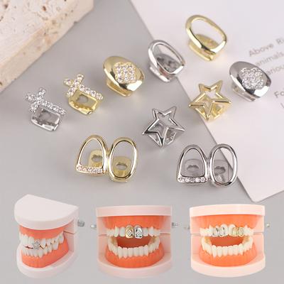 Hip Hop Single Tooth Dental Grillz Teeth Caps Punk Metal Grill Cap Cosplay Party Teeth Grillz Dental Fashion Jewelry