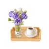 Miniature Dollhouse Coffee Cup Ornament Set - Handmade Tray & Vase Accessories